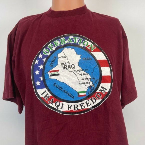 Operation Iraqi Freedom Map T Shirt Vtg 2003 USA Military Size L - Picture 1 of 4